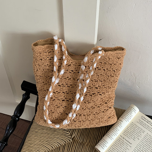 新款法式编织大容量单肩手提包