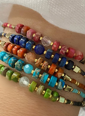 Miyuki米珠手工编织友谊绳半宝石饰品欧美简约波西米亚女士小手链