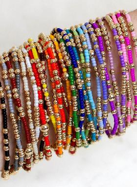 日本Miyuki古董琉璃珠极细百搭手链跨境波西米亚风尼泊尔希腊民族