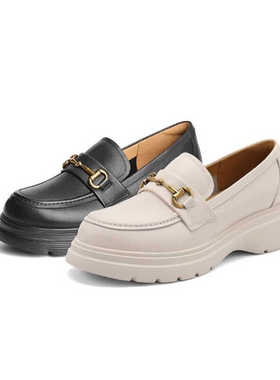 MOLLYLOVE  莫丽爱乐福鞋黑色小皮鞋2024新款秋季单鞋英伦风女鞋