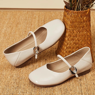 莫丽爱法式复古玛丽珍鞋女2026春季平底浅口单鞋百搭奶奶鞋