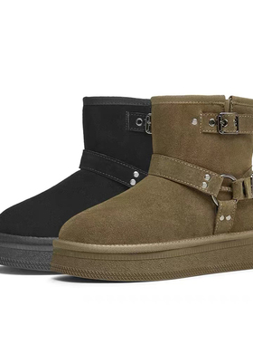 DFNI复古休闲加绒保暖雪地靴棉鞋女厚底短靴2024冬1024608005