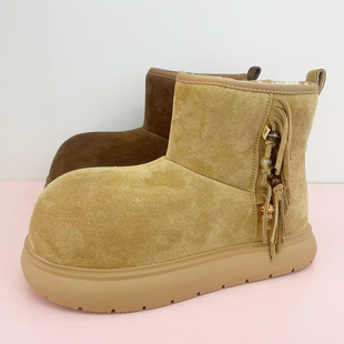 莫丽爱 MOLLY LOVE流苏雪地靴女冬季厚底加绒保暖短靴百搭棉靴