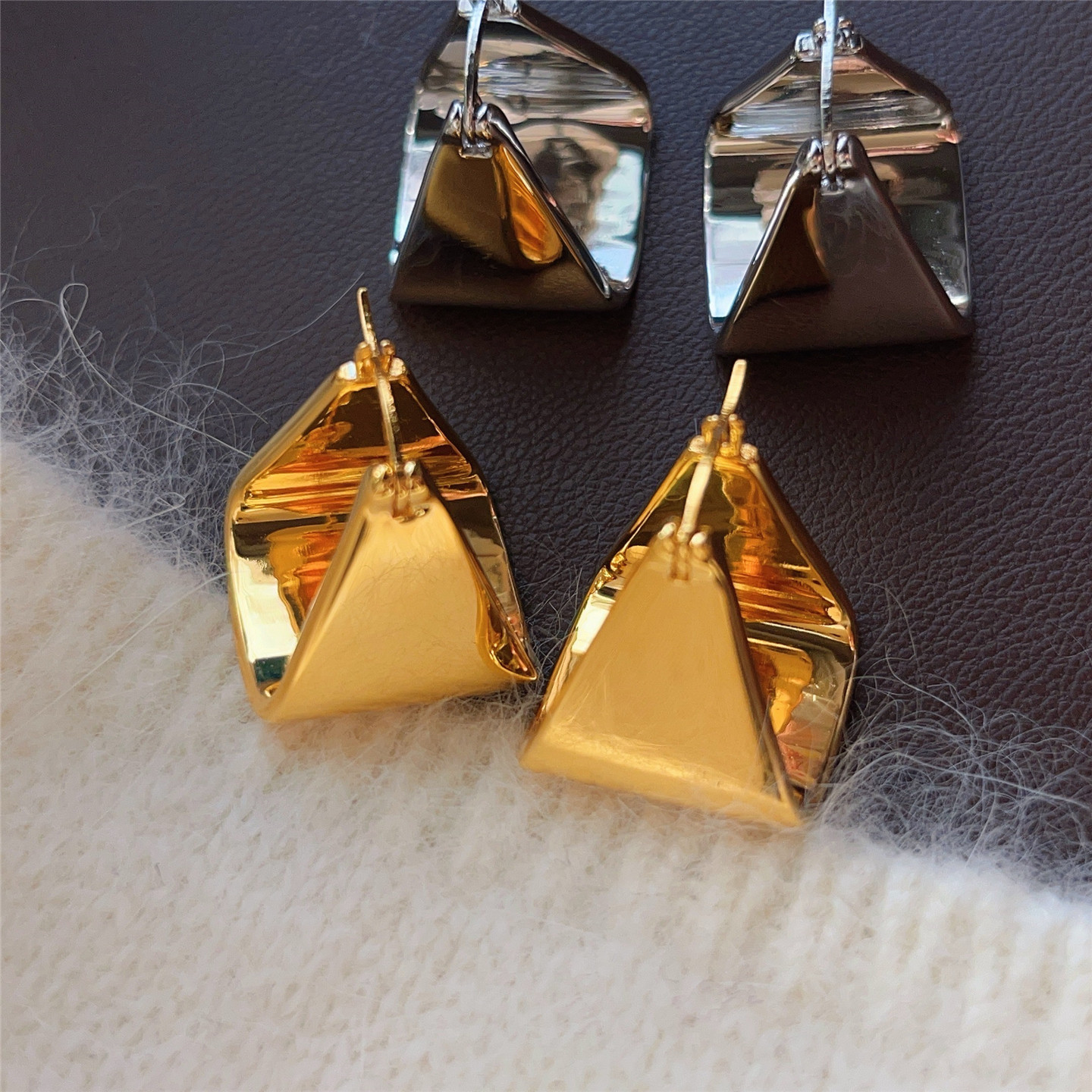 法式气质时尚百搭通勤精致几何耳钉女小众设计感镜面精抛金属耳环,饰品/流行首饰/时尚饰品新,耳环,淘宝优惠券,粉丝福利购,淘宝优惠卷