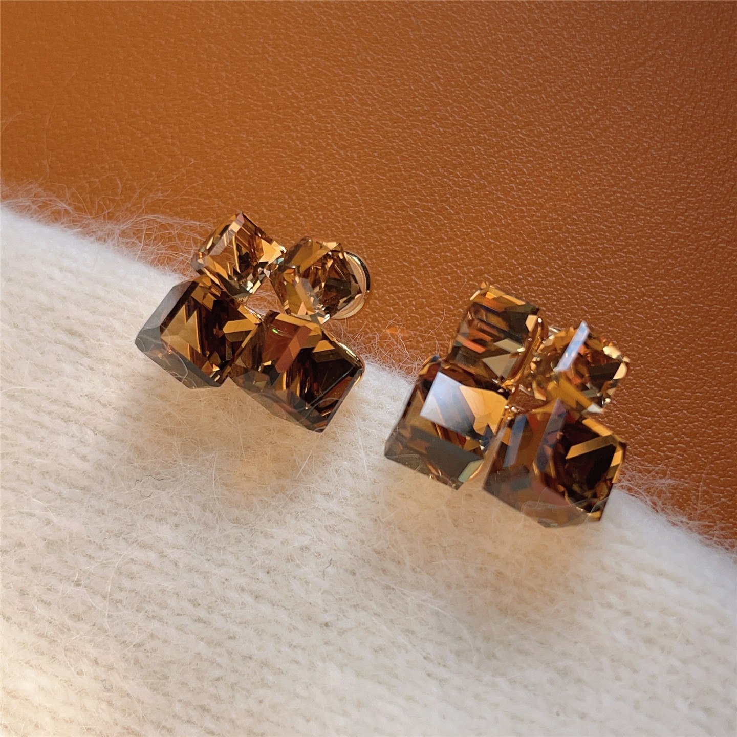 法式气质时尚百搭通勤精致复古方块水晶耳钉女小众设计感耳环耳饰,饰品/流行首饰/时尚饰品新,耳环,淘宝优惠券,粉丝福利购,淘宝优惠卷