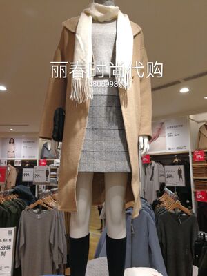 优衣库冬季双面呢无领大衣现货