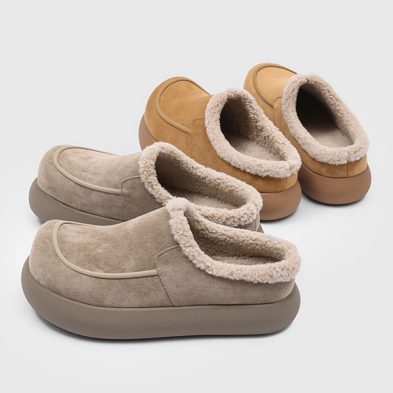 冬季加绒保暖防滑男女懒人拖鞋
