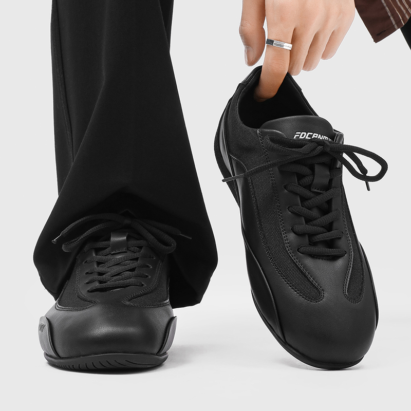 V05黑色系带休闲德训阿甘通勤鞋