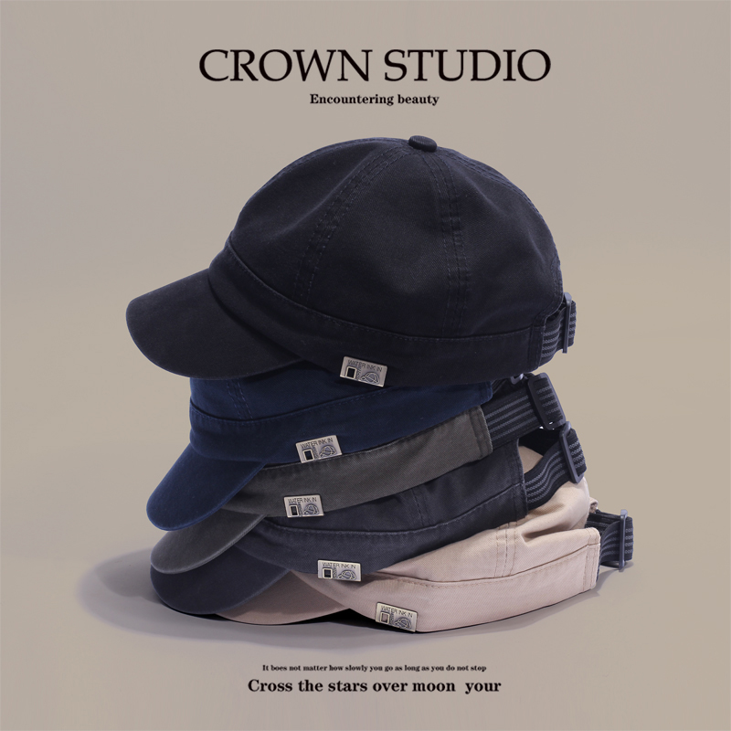 美式休闲男士短沿帽复古小标鸭舌