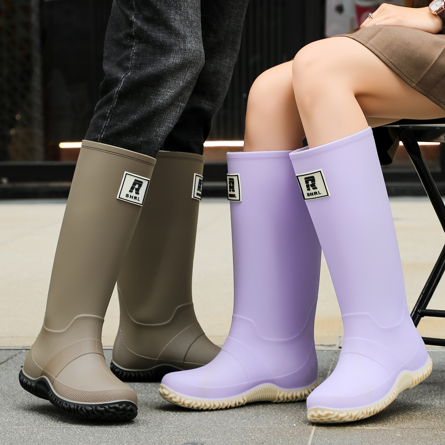 日式雨靴男女时尚户外男士水鞋长筒胶鞋钓鱼洗车防水防滑情侣雨鞋