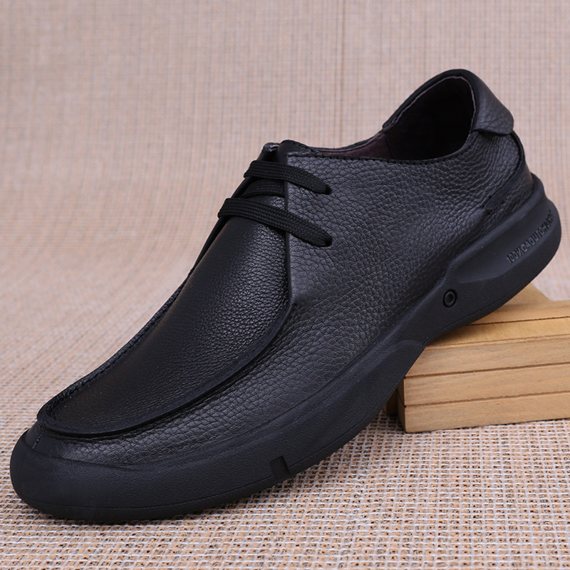 春秋男士真皮单层头层牛皮通勤健步鞋软底软皮轻质商务休闲皮鞋子