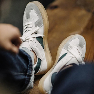 马登男鞋复古绿尾德训鞋男2025新款低帮休闲鞋运动阿甘厚底板鞋子