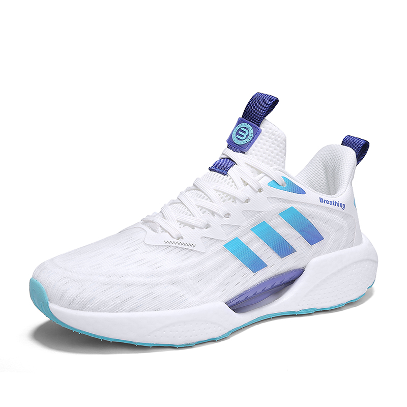 男式跑步鞋春夏低帮网布面爆米花底轻便透气减震运动鞋网跑慢跑鞋