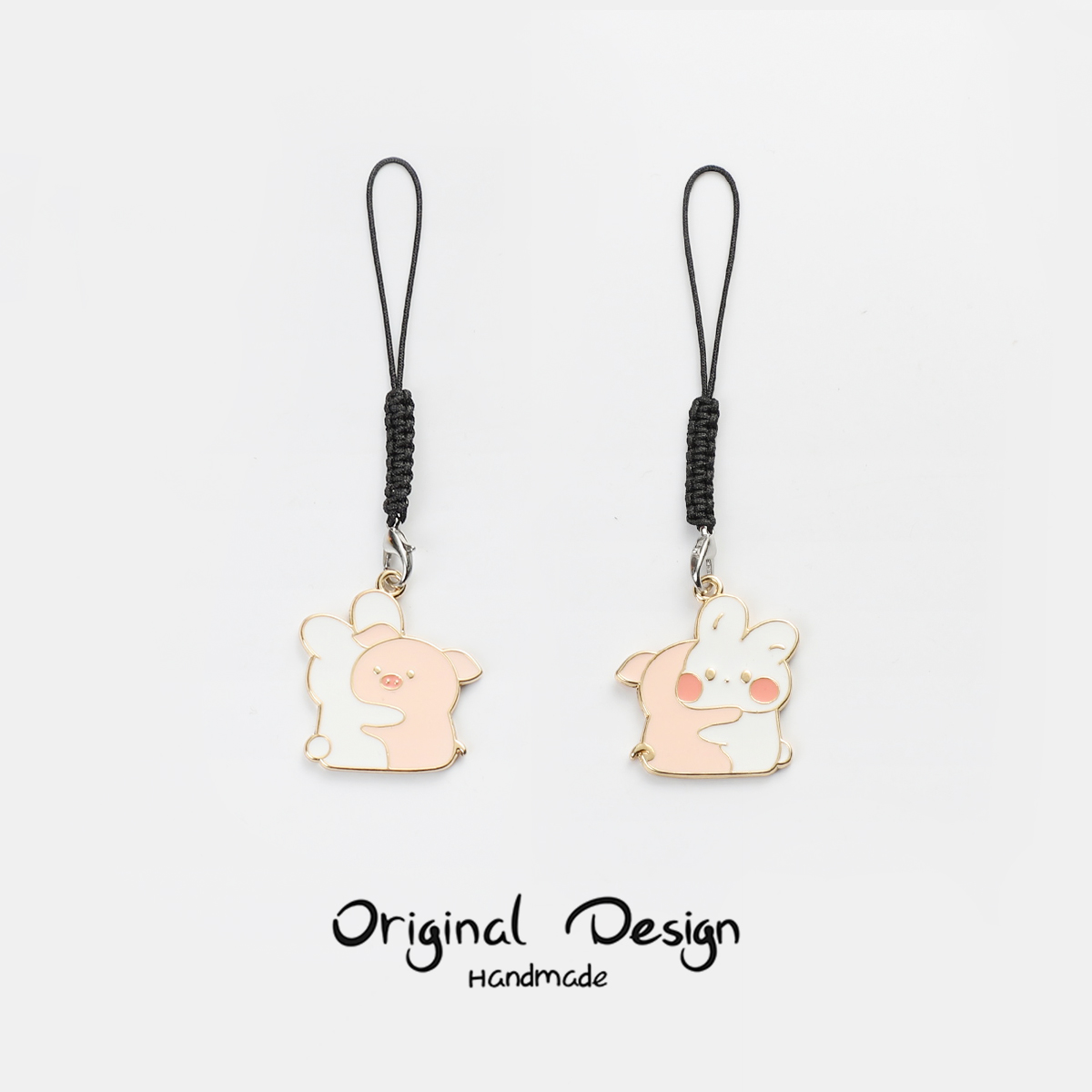 小猪兔子手机挂绳可爱情侣钥匙链