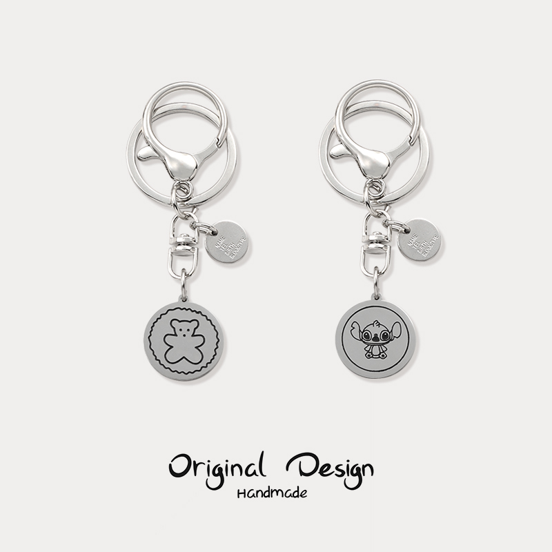 钛钢小熊钥匙扣男女可爱日系挂件