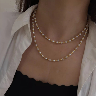 天然淡水珍珠项链女长款爆闪链