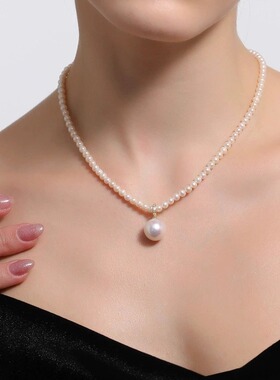 天然珍珠项链女轻奢小众设计感吊坠颈链气质高级感锁骨链女士礼物