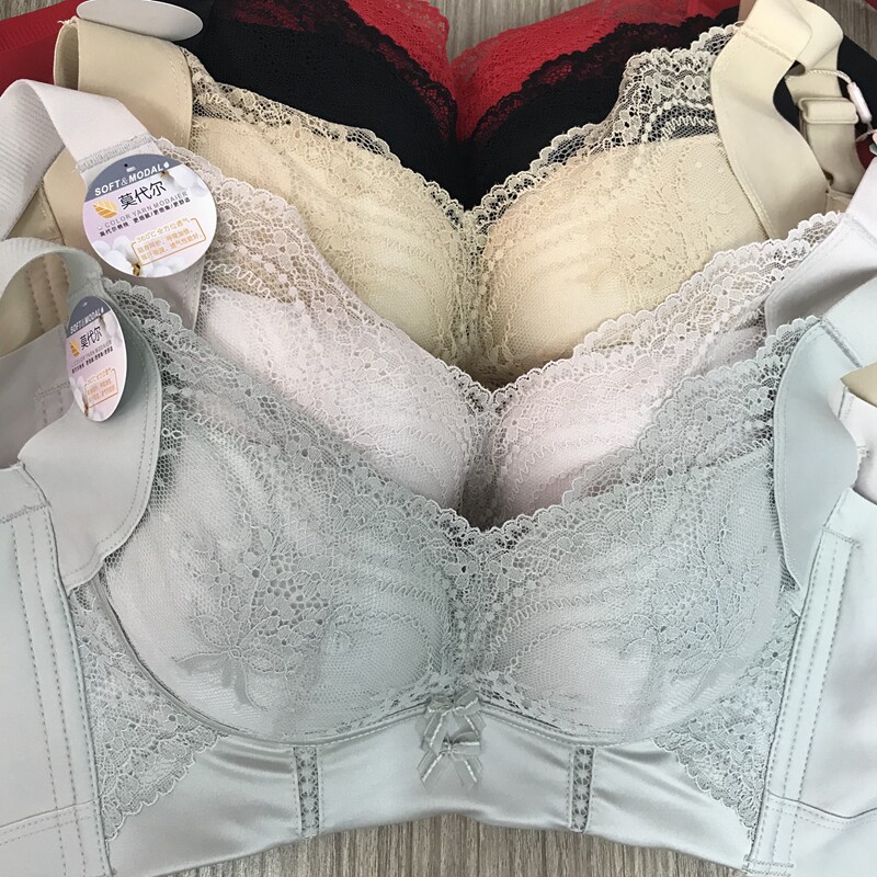 奴芝9625莫代尔无钢圈中厚B杯聚拢上托收副乳调整型内衣5排扣文胸