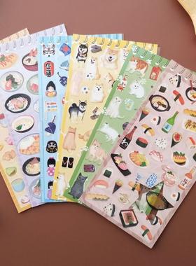 Nekoni贴纸 和风小物系列 招财猫秋田犬和食手帐素材diy装饰贴画