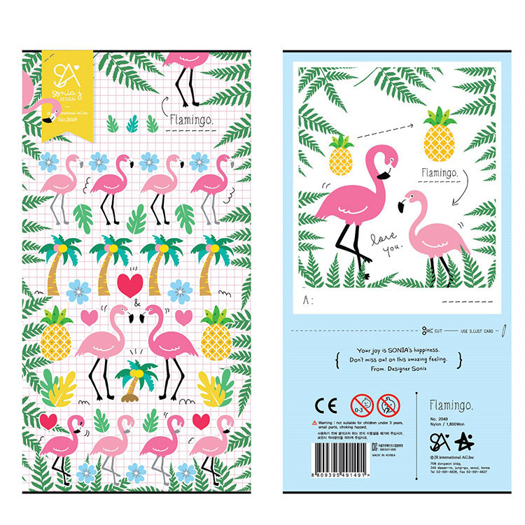 韩国sonia贴纸 flamingo 火烈鸟 可爱热带风情手账素材装饰贴画