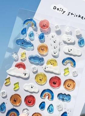 韩国Bonito贴纸 weather天气 太阳云朵雨滴手帐素材果冻pvc装饰贴