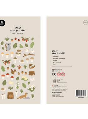 韩国sonia贴纸 little forest小森林 考拉松鼠蘑菇手账素材装饰贴