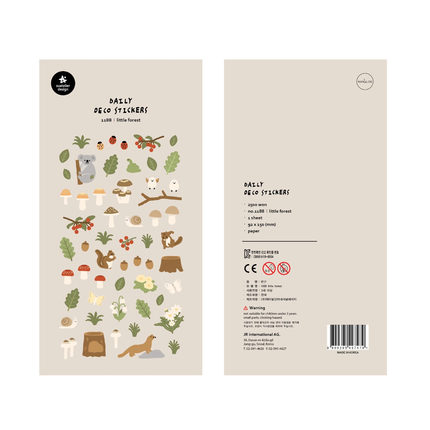 韩国sonia贴纸 little forest小森林 考拉松鼠蘑菇手账素材装饰贴