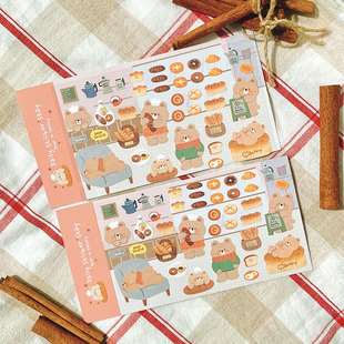 bear 小熊手帐素材装 面包店里 饰贴画 baker 韩国Bonito贴纸