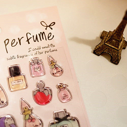 韩国funny贴纸 perfume 可爱香水立体水晶闪粉手账素材diy装饰贴