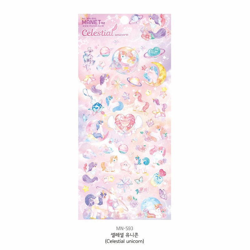 韩国manet贴纸 Celestial unicorn 天空独角兽手帐素材diy装饰贴