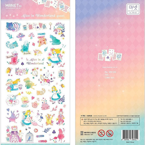 韩国manet贴纸爱丽丝梦游仙境