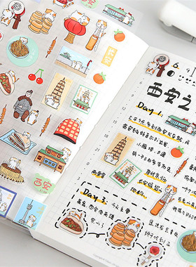 Nekoni贴纸 动物游中国系列② 北京上海西安成都手帐素材装饰贴画