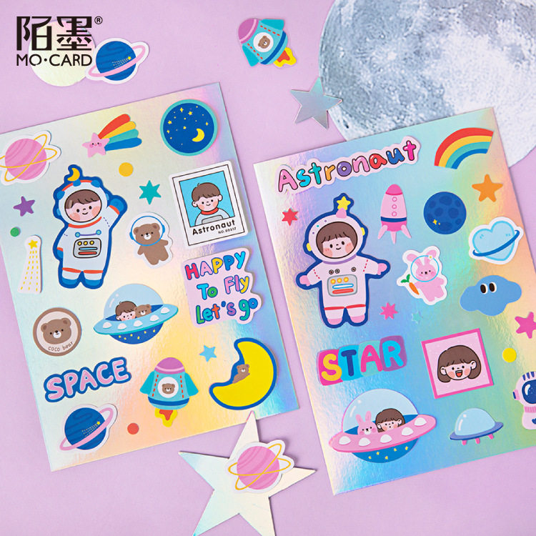 陌墨平张贴纸 快乐星球系列 星空宇航员手帐日记素材diy装饰贴画