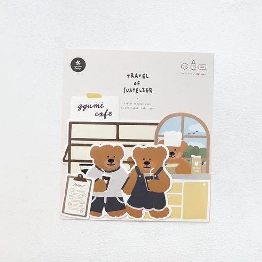韩国sonia贴纸包 ggumi cafe tour小熊咖啡之旅平板行李箱装饰贴,文具电教/文化用品/商务用品,贴纸/立体贴纸,淘宝优惠券,粉丝福利购,淘宝优惠卷