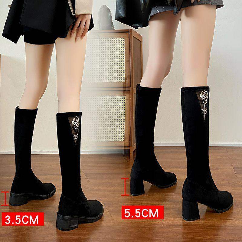 长筒靴过膝小个子长靴2025加绒秋冬新款弹力中筒靴瘦瘦潮流高筒靴,女鞋,弹力靴/袜靴,淘宝优惠券,粉丝福利购,淘宝优惠卷