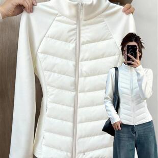 白色修身排骨棉服轻薄内胆女款收腰春季2026新款冲锋衣内搭保暖