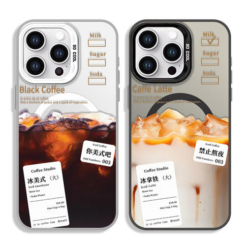 适用于iPhone16promax手机壳苹果17promax小米15冰美式咖啡oppo情侣nova13华为mate70pura70磁吸款14一加vivo