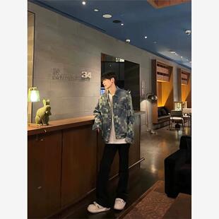 网红同款马赛克棋盘格外套复古宽松格子牛仔夹克男女休闲潮流上衣