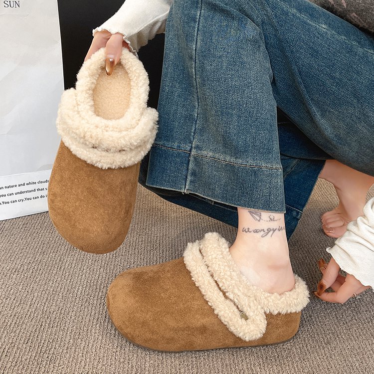百搭毛毛棉拖鞋2025新款秋冬两穿