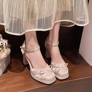 粗跟高跟鞋 配裙子中空单鞋 玛丽珍鞋 新款 女2026春季 9CM小个子法式