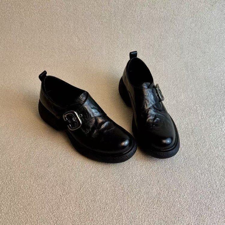 英伦风粗跟乐福鞋2026春秋新款经典黑色圆头皮带扣一脚蹬休闲单鞋,女鞋,深口单鞋,淘宝优惠券,粉丝福利购,淘宝优惠卷