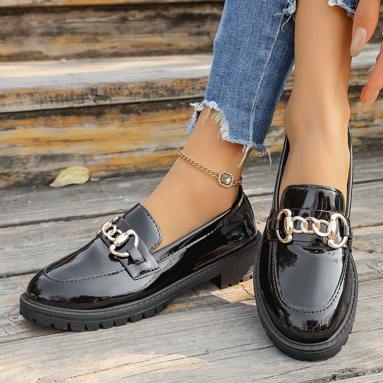 亮面韩版防滑一脚蹬防水单鞋