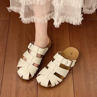 时尚韩版镂空包头拖鞋女夏季透气休闲猪笼半拖不闷脚百搭凉拖鞋潮