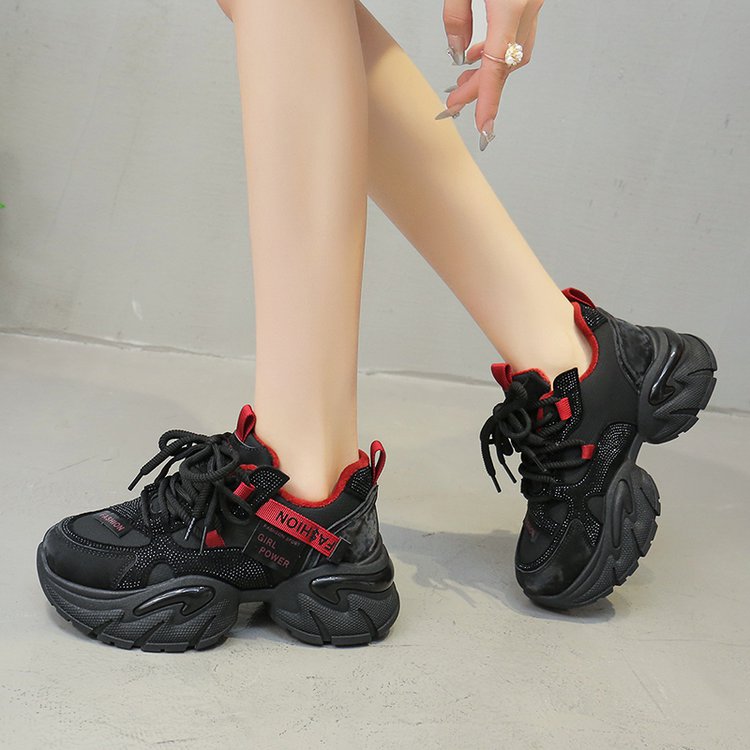 厚底水钻老爹鞋女2025秋冬季新款