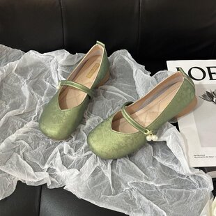 浅口单鞋女2025新款夏季国风新中式玛丽珍晚晚鞋粗跟配裙子旗袍鞋