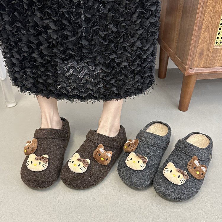 厚底可爱勃肯鞋包头毛毛半拖鞋