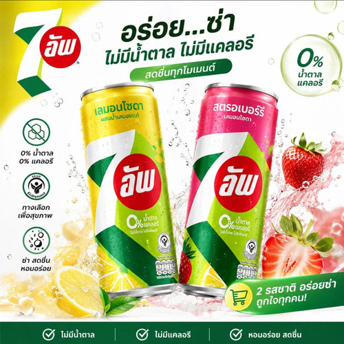 泰国7up草莓柠檬零糖苏打水