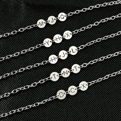 不锈钢可定制26字母手链不掉色时