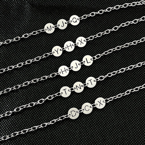 不锈钢可定制26字母手链不掉色时