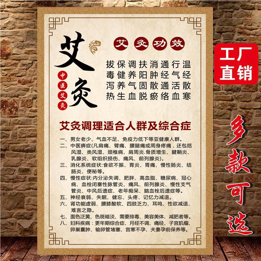 艾灸的六大功效海报中医养生馆艾灸后的正常排病反应装饰画墙贴,家居饰品,现代装饰画,淘宝优惠券,粉丝福利购,淘宝优惠卷